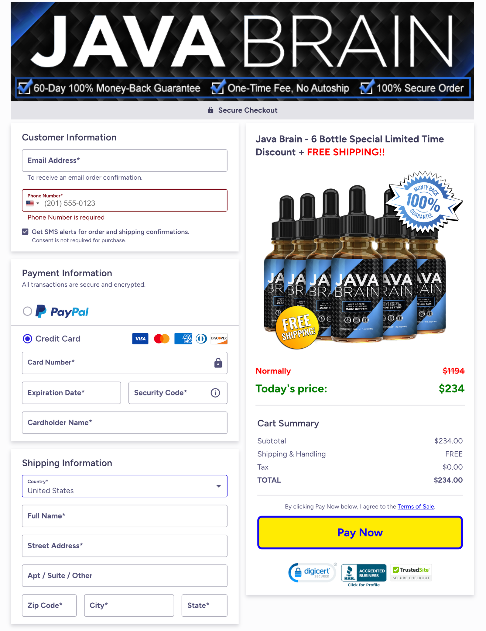 Java Brain Coffee Official Website Secure Order Page